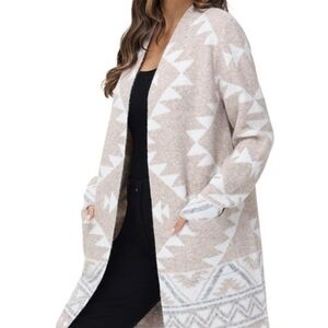 Frye Beige and White Patterned Cardigan
